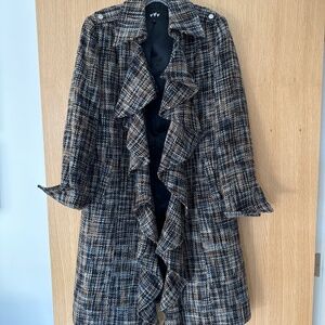 British tweed jacket with waterfall collar